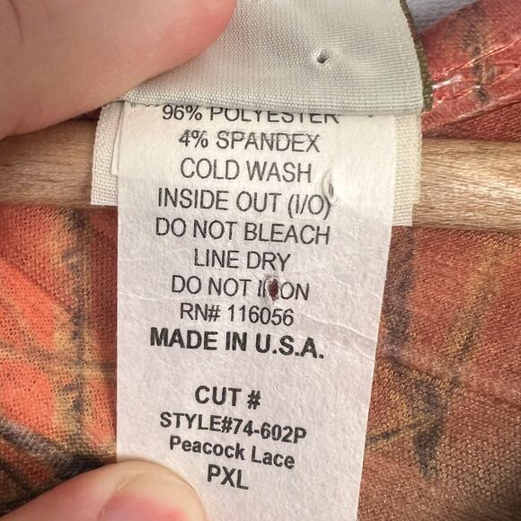 Jess & Jane Womens PXL Artsy Bohemian Maximalist USA Peacock Feather Top Blouse - Picture 7 of 10